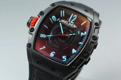 [Caja, Papel] Reloj Hombre WELDER WRH3004-R Qz Negro Esqueleto 316L Acero Inoxidable Foto 1 de 4