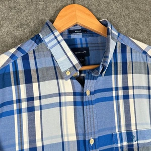 GANT Shirt Mens Large Blue Check Long Sleeve Button Down Plaid Ivy Preppy Casual - Picture 1 of 14
