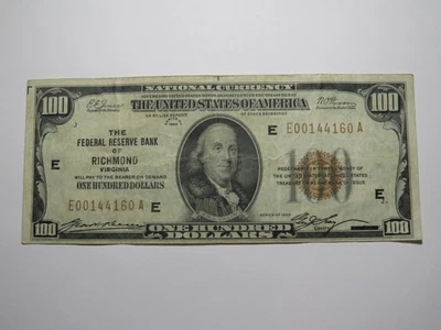 $100 1929 New York City National Currency Note Federal Reserve Bank Note Bill VF - Image 1 of 3