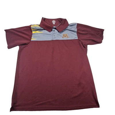 Minnesota Golden Gopher Mens XL Polo Short Sleeve Maroon Gray Rivalry Threads 91 - Image 1 of 4