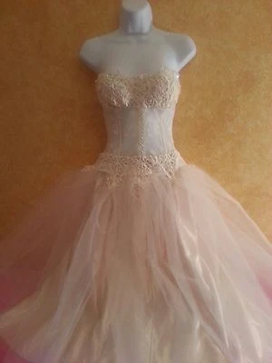 Sample Sheer Lace Corset Sequin Tutu Tea Bridal Wedding Ballgown SZ 34C & 34A - Image 1 of 4