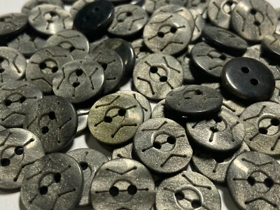 Laser Engraved  Italian Shirting Button Grey Pearlized Sparkle 15mm 2hole - Image 1 of 3