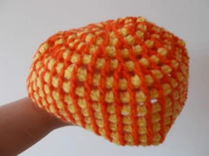 Handmade crochet streamer hat for children unisex yellow and orange - Picture 1 of 1