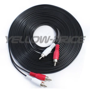 50FT Long Aux Cord Silver-Plated Male to Male 2RCA Stereo Audio Adapter Cable - Picture 1 of 3
