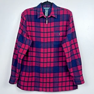 Lauren Ralph Lauren Women's 100% Lambs Wool Plaid Full Zip Jacket Size L; Luxury - Picture 1 of 15