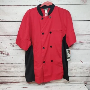UA Uniforms Chefs Jacket - MEDIUM - Double Button Red & Black - NEW WITH TAGS - Picture 1 of 9