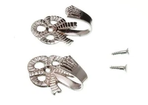 PAIR CURTAIN TIE BACKS CHROME BOW 45MM WITH SCREWS 15B2 - Bild 1 von 1