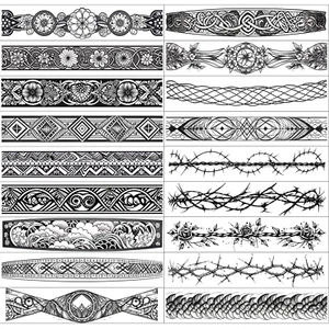 Arm Band Temporäres Tattoo 18er Pack Super Lang Größe Realistisch Boho Polynesisch Maor - Bild 1 von 7