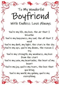 Boyfriend Fiance Husband Partner With Endless Love - A5 Card for Him Male Love - Picture 1 of 8