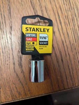 Stanley 3/8" Drive SAE 6 Point 11/16" Socket 88-981 Lifetime Warranty - Image 1 of 2