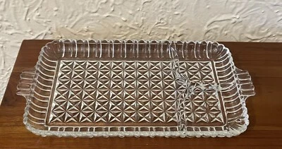 Vintage Glass Snack Plate or Perfume Tray  11" x 6" 3 Compartments Never Used - Image 1 of 4