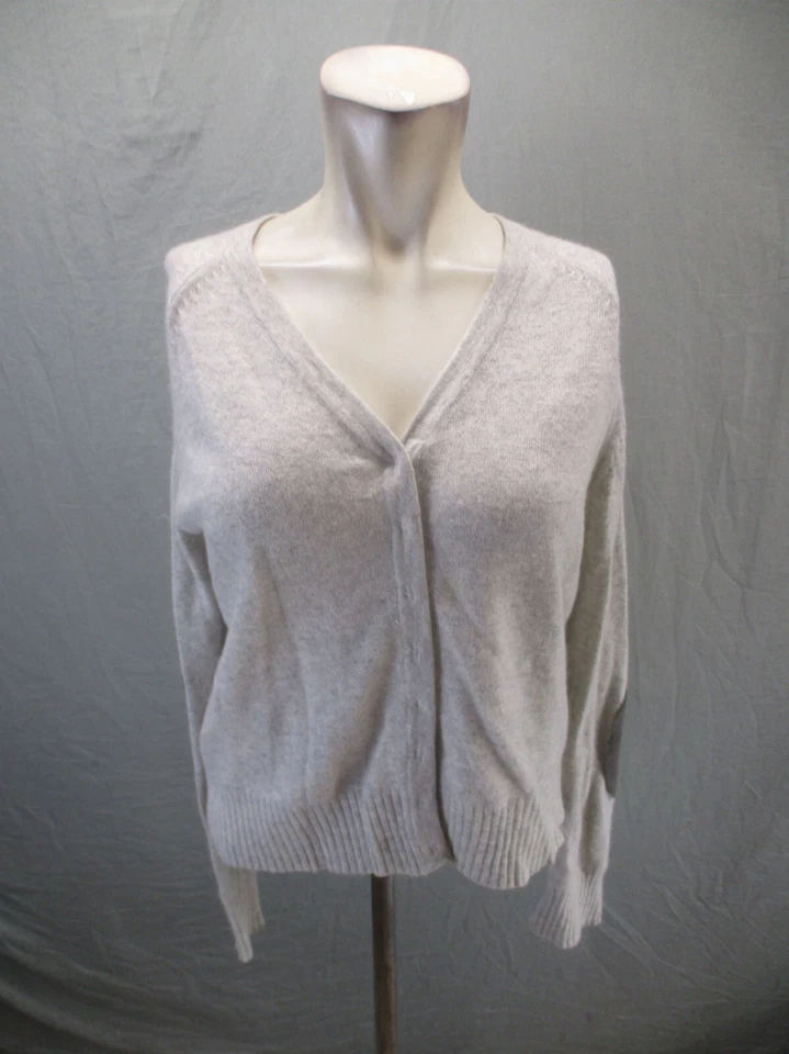 Easel Size L Womens Gray 100% Cashmere V-Neck Button Up Lightweight Cardigan 123 - Image 1 of 4