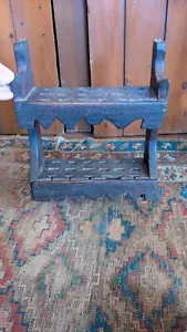 Best Antique Early Country Wood Spoon Rack Holder Shelf Old Red Paint 15.5" - Picture 1 of 11