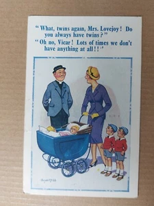 WHAT, TWINS AGAIN MRS LOVEJOY! VINTAGE SEASIDE POSTCARD - Picture 1 of 2