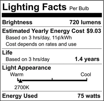 Satco S5022 34-Volt 75-Watt A21 Medium Base Light Bulb, Frosted, - Image 1 of 2