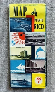 Vintage Map of Puerto Rico The First Tourist Road Map Pamphlet Advertisement - Picture 1 of 19