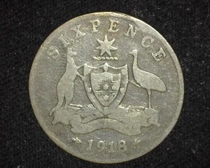 AUSTRALIA 1918-M SILVER SIXPENCE KM25 VERY GOOD ~544 - Picture 1 of 2