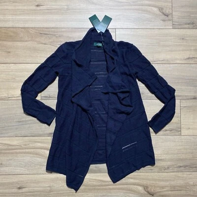 Cárdigan Lauren Ralph Lauren para mujer manga larga frente abierto talla XS azul marino Foto 1 de 4