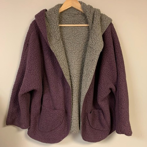 OFF WHITE Sherpa Fleece Teddy Jacket Gorpcore Granolacore Felpa Accogliente Autunno Reversibile