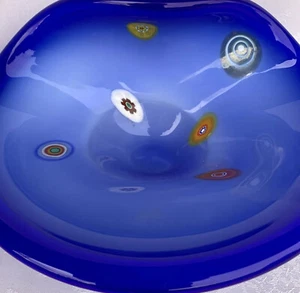 Murano Millefiori Kunst Glas Schale Schmuck Bonboniere nicht signiert Kobaltblau Multi - Bild 1 von 12