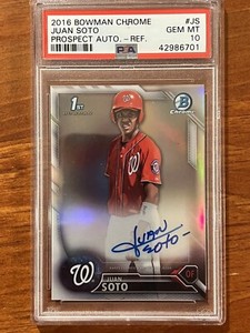 JUAN SOTO 2016 BOWMAN CHROME Rookie /499 Refractor Autograph PSA 10 Auto