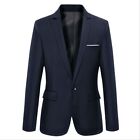 Man's Business Smart Blazer Suit Formal Jacket Coat One Button Wedding Outwear