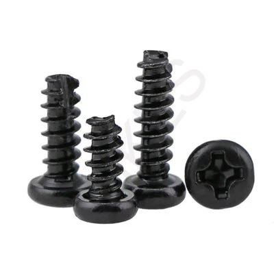 M2 M2.3 M2.6 M3 Phillips Pan Head Self Tapping Screws - Black Zinc Plated - Image 1 of 4