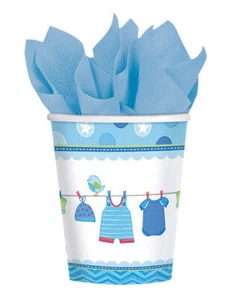 ES UN NIÑO Baby Shower Caliente/Frío TAZAS DE PAPEL 8pcs 9 oz. género revelar azul - Imagen 1 de 1