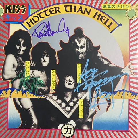 KISS Signed Album Ace Frehley Peter Criss Paul Stanley Autographed Vinyl Hotter Cover
