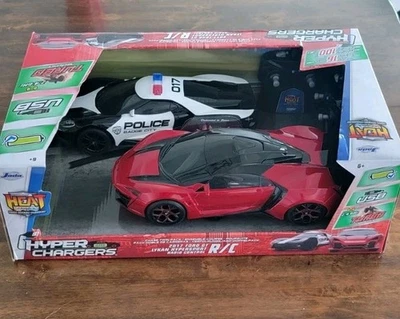 Hypercharger Chase Twin Pack RC Jada Camaro Lykan Police interceptor Car New Toy - Image 1 of 4