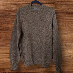 Vintage Pendleton Sweater Mens Large Brown 100% Shetland Wool Crewneck USA 90s - Picture 1 of 8