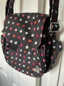 ROXY black pink+blue polka dot girls/ladies/women’s fabric cross body bag. Surf - Picture 1 of 7