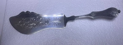 Antiguo cuchillo de pescado de corte brillante de plata moneda americana DUHME marca anterior a 1867 Foto 1 de 4