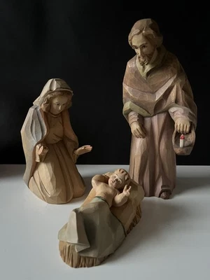 Oberammergau Handarbeit Krippenfiguren Maria Josef Jesuskind -Kofel 20cm bunt - Bild 1 von 4