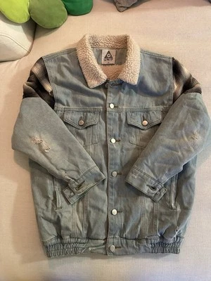 Chaqueta de mezclilla forrada Sherpa UNIF para mujer talla XS Foto 1 de 4