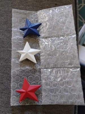 3 Button Covers Red White & Blue Stars New - Image 1 of 3