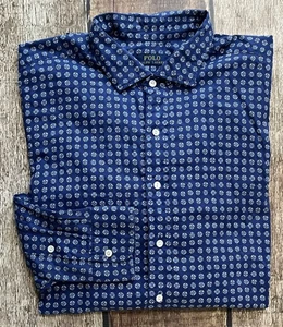 POLO RALPH LAUREN BIG & TALL ABSTRACT SPORT SHIRT BLUE MENS 2XLT EXCELLENT - Picture 1 of 8