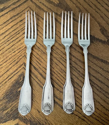 Oneida Heirloom Classic Shell 4 Stainless Dinner Forks 7 5/8" Cube Mark - Image 1 of 4