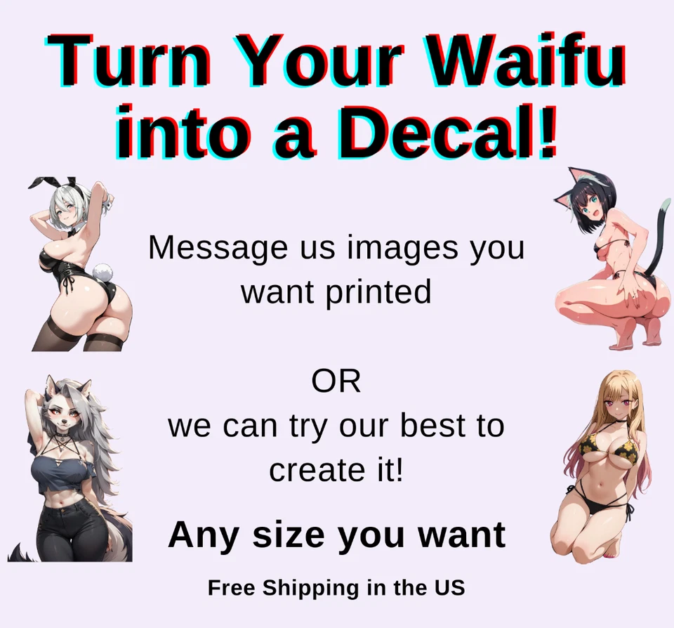 Calcomanía de anime Waifu personalizada resistente a la intemperie de 6" para automóvil Foto 1 de 1