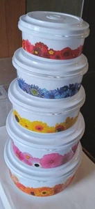 5pc Round Storage Containers Set Airtight BPA-Free Plastic Stackable Free P&P - Picture 1 of 1