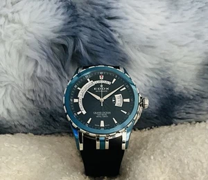  Edox  Swiss Made Grand Ocean Full  Day & Date  Automatic Watch / Silicone Strap - Picture 1 of 12