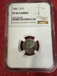 1882 Three Cent Nickel - NGC PR64 CAMEO - Deeply Mirrored Proof - Picture 1 of 4