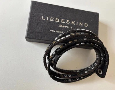 Lederwickelarmband von Liebeskind, schwarz mit Nieten, neuwertig - Bild 1 von 4