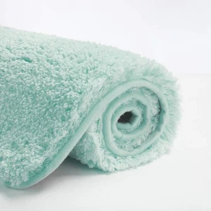 Non Slip Bath Mat (16 x 24, Aqua) - Water Absorbent Soft Microfiber Shaggy Ba... - Bild 1 von 7