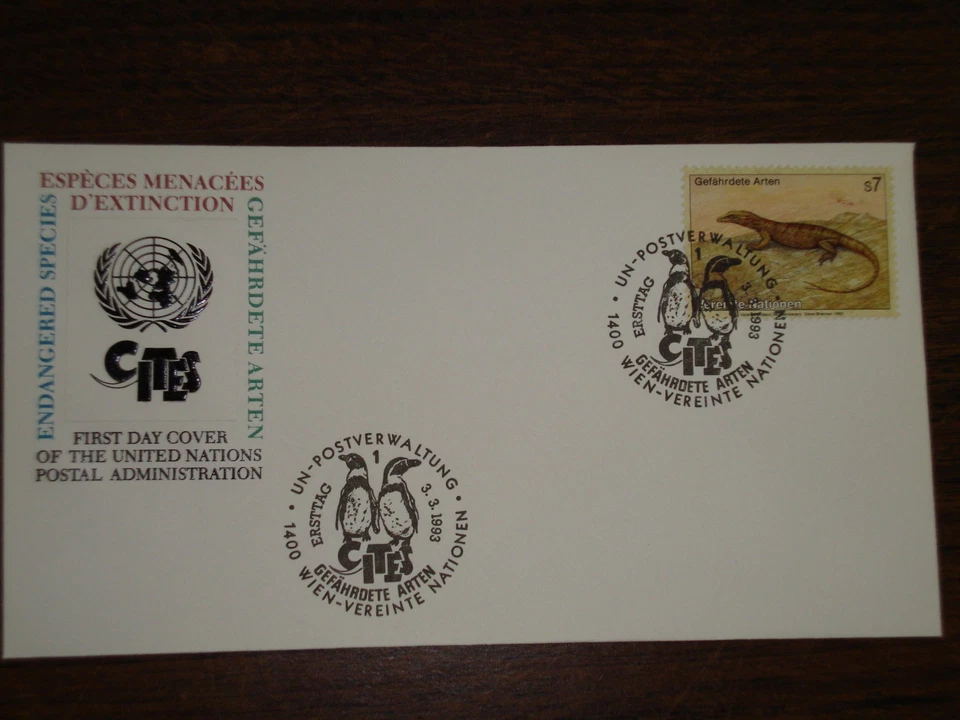 First Day Cover--Lizard--U.N. Postal Admin.--Endangered Species---1993 - Image 1 of 1