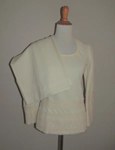 VINTAGE WOMEN'S VICKY VAUGHN CREAM W/LACE POLYESTER BLEND 2 PIECE PANTS SUIT - Picture 1 of 11