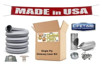 CHIM CAP FLEX-ALL 6" FLEX-ALL Single Ply Stainless Steel Chimney Liner Kits Lifetime Warranty