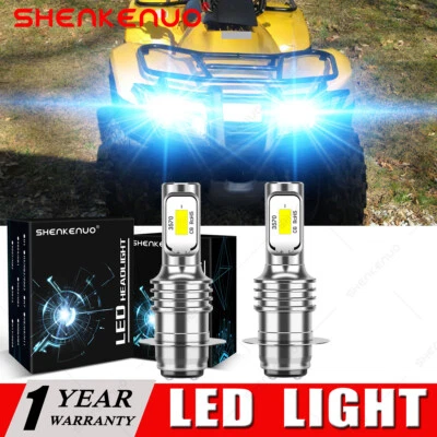 For Honda Recon 250 1997-2004 Pair H6M 3570 LED Headlight 6K Ice Blue P15D Bulbs - Image 1 of 4