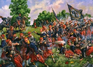 Maritato signierter Bürgerkrieg Kunstdruck Wirbel der Hölle 5. NY Zouaves 2. Manassas - Bild 1 von 1