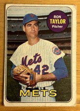 1969 Topps Ron Taylor Baseball Card #72 Mets Pitcher Low-Grade Creased O/C